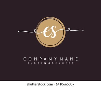 initials letter ES handwriting logo vector template