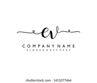 initials letter EV handwriting logo vector template