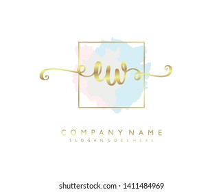 initials letter EW handwriting logo vector template