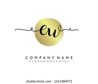 initials letter EW handwriting logo vector template