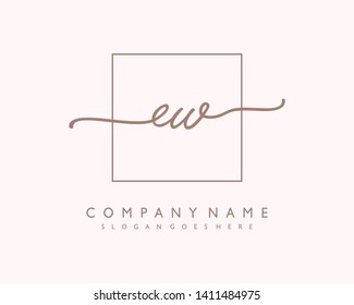 initials letter EW handwriting logo vector template