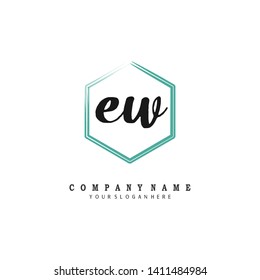 initials letter EW handwriting logo vector template