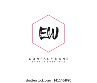 initials letter EW handwriting logo vector template