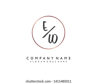 initials letter EW handwriting logo vector template
