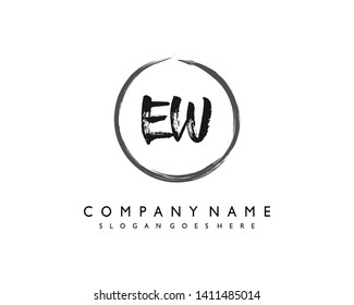 initials letter EW handwriting logo vector template