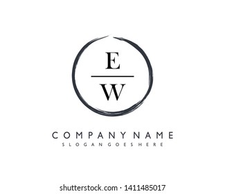 initials letter EW handwriting logo vector template
