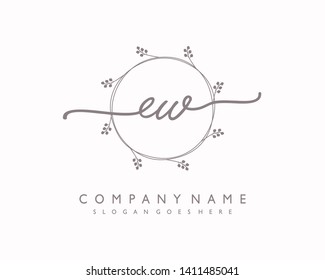 initials letter EW handwriting logo vector template