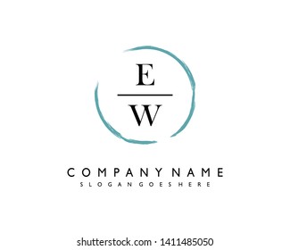 initials letter EW handwriting logo vector template