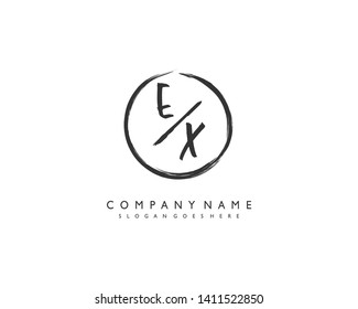 initials letter EX handwriting logo vector template