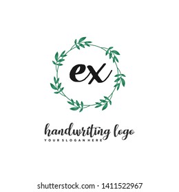 initials letter EX handwriting logo vector template