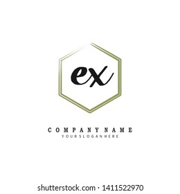letra inicial Plantilla vectorial del logotipo de escritura a mano EX