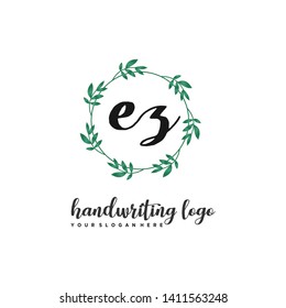 initials letter EZ handwriting logo vector template