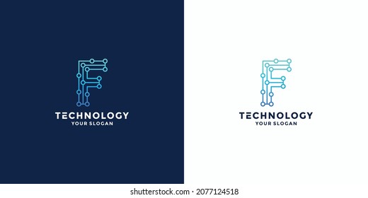 initials letter F dot connect logo design