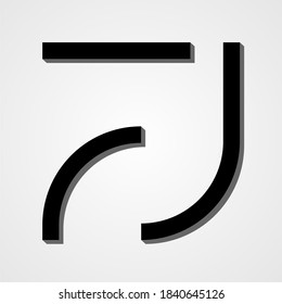 Las iniciales de la letra F J para el logotipo de una empresa de tecnología, arquitectura y consultoría. El aspecto es sencillo, limpio pero elegante.