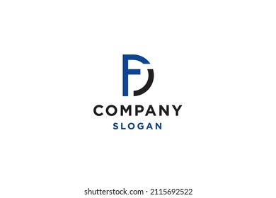 Ilustración vectorial de diseño del logotipo FD de la letra inicial.