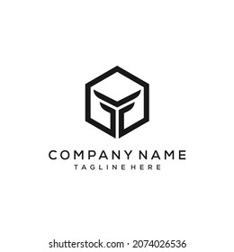 Initials Letter FFYT Hexagon Logo Design