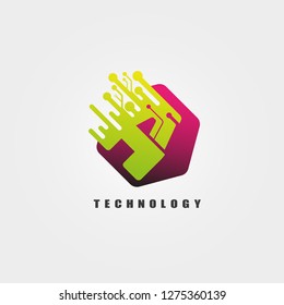 initials A letter form hexagon circuit icon templates, vector logo technology for business corporate, elements, illustration