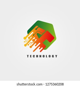 initials A letter form hexagon circuit icon templates, vector logo technology for business corporate, elements, illustration