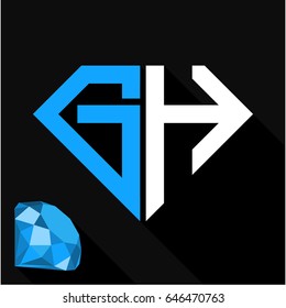 initials letter G & H in diamond shape