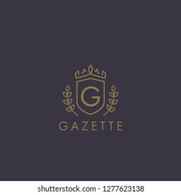 Initials letter G logo business vector template. Crown and shield shape. Luxury, elegant, glamour, fashion, boutique for branding purpose. Unique classy concept.