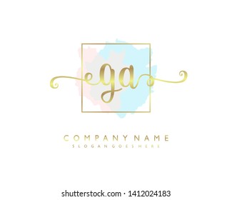 initials letter GA handwriting logo vector template