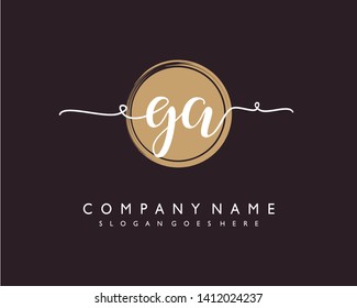 initials letter GA handwriting logo vector template