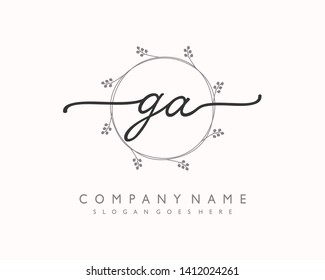initials letter GA handwriting logo vector template