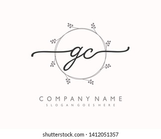 initials letter GC handwriting logo vector template
