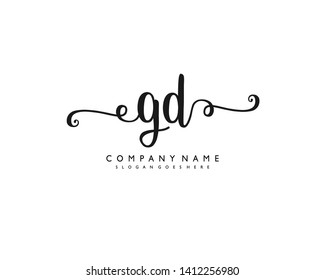 initials letter GD handwriting logo vector template