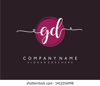 initials letter GD handwriting logo vector template