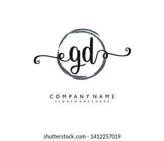 initials letter GD handwriting logo vector template