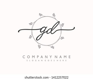 initials letter GD handwriting logo vector template