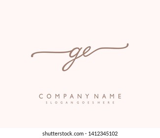 initials letter GE handwriting logo vector template