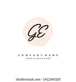 initials letter GE handwriting logo vector template