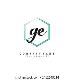 initials letter GE handwriting logo vector template
