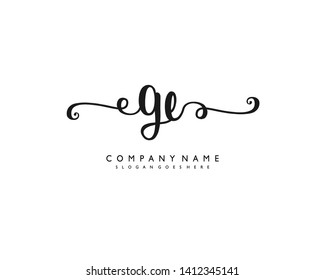 initials letter GE handwriting logo vector template