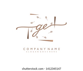 initials letter GE handwriting logo vector template