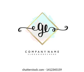 initials letter GE handwriting logo vector template