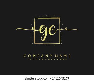 initials letter GE handwriting logo vector template