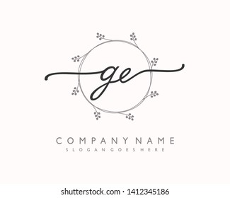 initials letter GE handwriting logo vector template