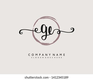 initials letter GE handwriting logo vector template