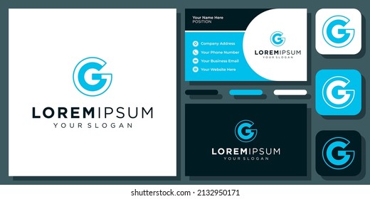 Initials Letter GG or G Technology Simple Modern Monogram Vector Logo Design with Business Card
