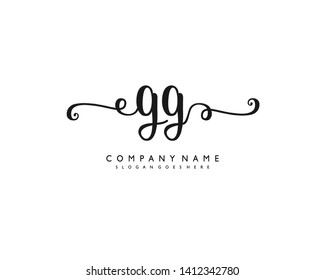 initials letter GG handwriting logo vector template