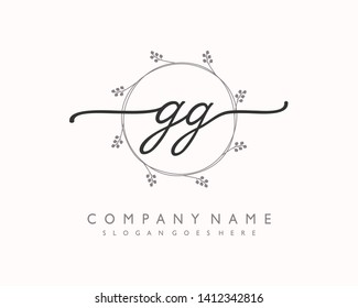 initials letter GG handwriting logo vector template