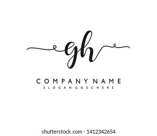 initials letter GH handwriting logo vector template