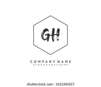 initials letter GH handwriting logo vector template