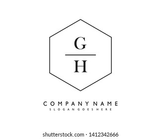 initials letter GH handwriting logo vector template