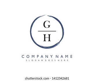 initials letter GH handwriting logo vector template
