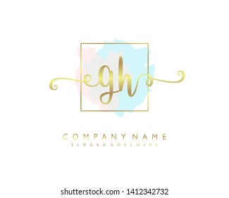 initials letter GH handwriting logo vector template