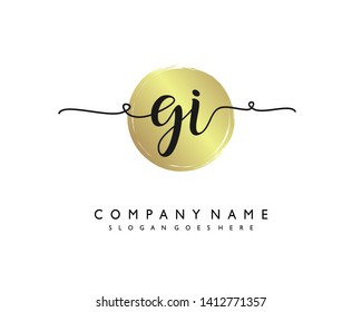 initials letter GI handwriting logo vector template
